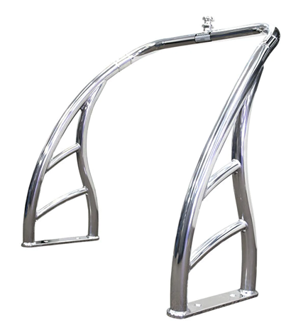 Photo showing the polished finish of Aerial's aluminum ski tow bar.