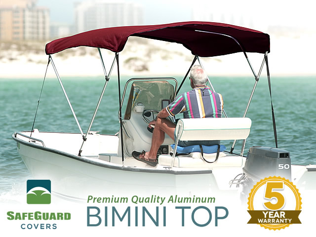 SafeGuard Premium Bimini Top 3 Bow with all Hardware 6' x 46" x 91-96" - Burgundy