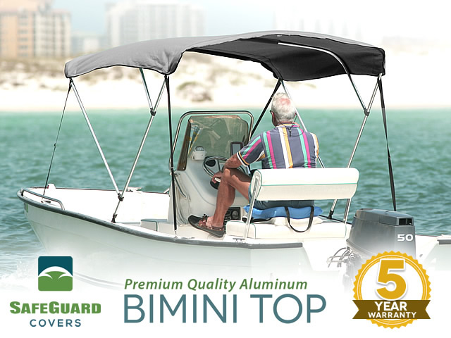 SafeGuard Premium Bimini Top 3 Bow with all Hardware 6' x 46" x 62-66" - Grey