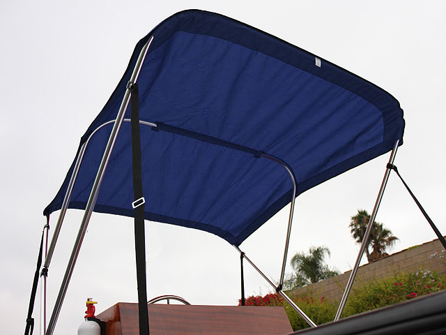 SafeGuard Premium Boat Bimini Top 3 Bow with all Hardware 6' x 46" x 67-72" - Navy Blue