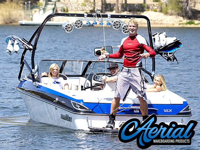 photo of an Aerial  wakeboard tower seen from the bakc of the boat