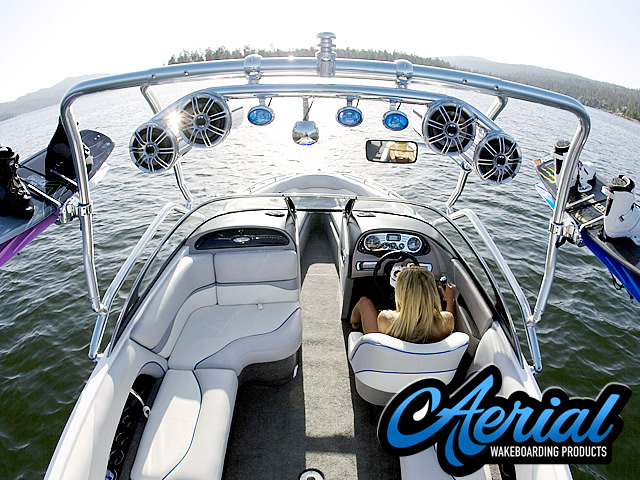 photo of an Aerial  wakeboard tower seen from the bakc of the boat