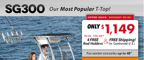 Our most popular universal fitting t-top for almost all center console boats. 
