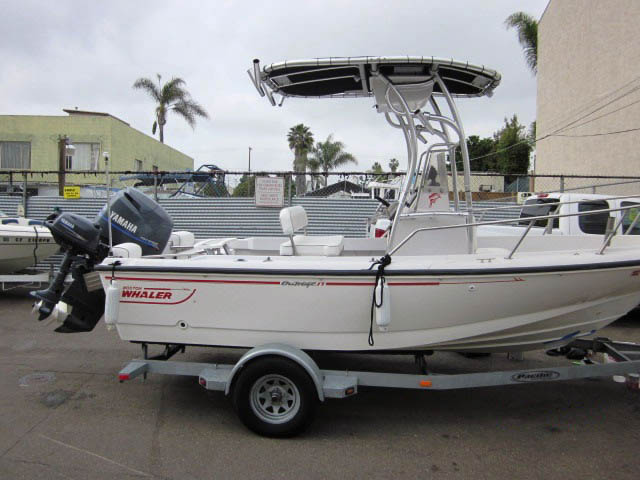 Boston Whaler center console boat with universal ttop by Stryker T-Tops installed